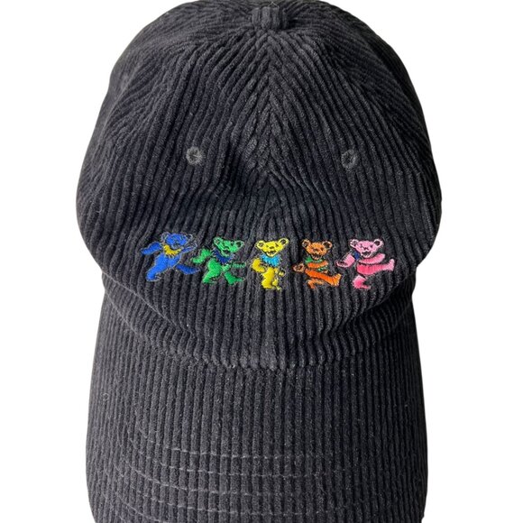Ripple Junction Grateful Dead Bears Corduroy Cap Black Adjustable Strap Back - Picture 2 of 9